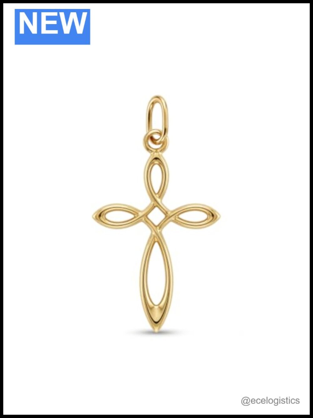 10K Solid Gold Mini Cross Charm Dainty Pendant Religious